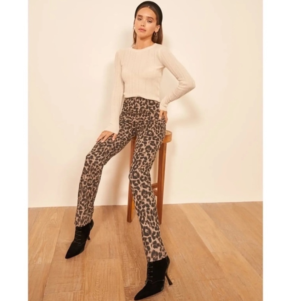 Reformation Sera Leopard Animal Print Pants